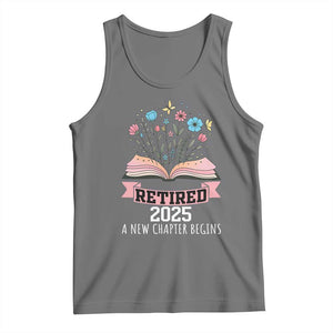 Women Retirement Life Tank Top Retired 2025 A New Chapter Begins Floral Book TS12 Black Heather Print Your Wear