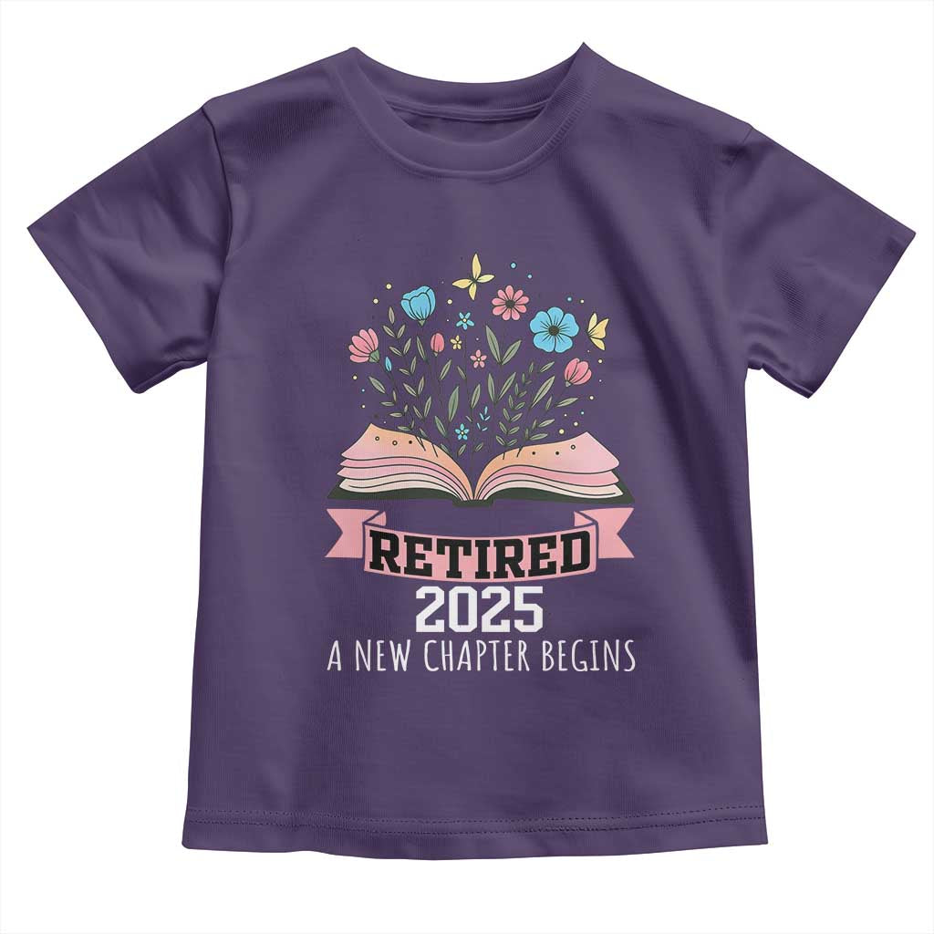 Women Retirement Life Toddler T Shirt Retired 2025 A New Chapter Begins Floral Book TS12 Purple Print Your Wear