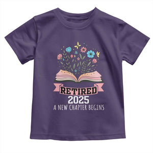 Women Retirement Life Toddler T Shirt Retired 2025 A New Chapter Begins Floral Book TS12 Purple Print Your Wear