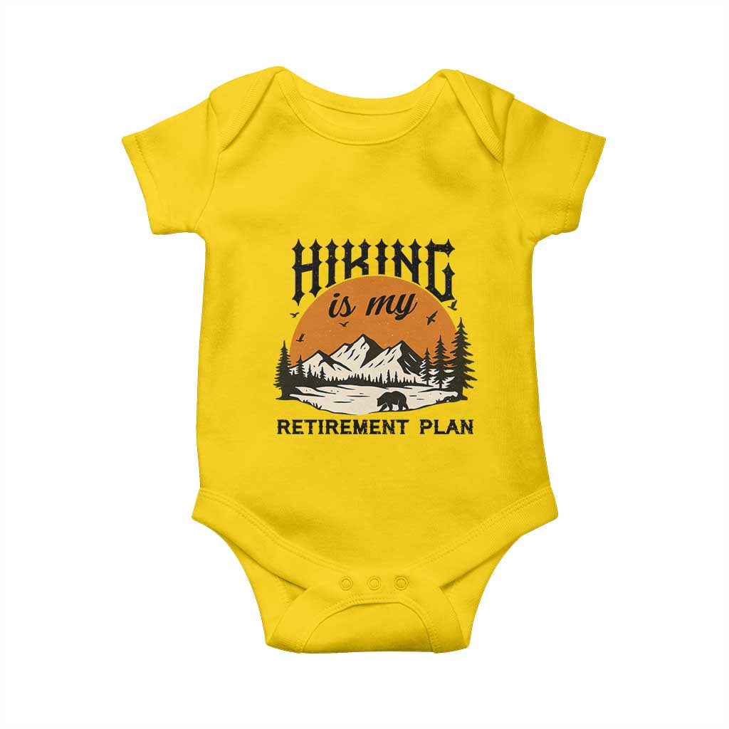Hiking Is My Retirement Plan Baby Onesie Outdoor Vintage Mountain Scene TS12 Daisy Print Your Wear