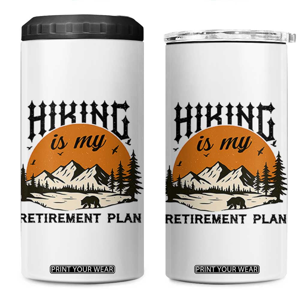 Hiking Is My Retirement Plan 4 in 1 Can Cooler Tumbler Outdoor Vintage Mountain Scene TS12 One Size: 16 oz White Print Your Wear