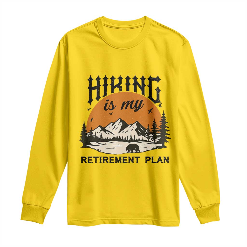 Hiking Is My Retirement Plan Long Sleeve Shirt Outdoor Vintage Mountain Scene TS12 Daisy Print Your Wear