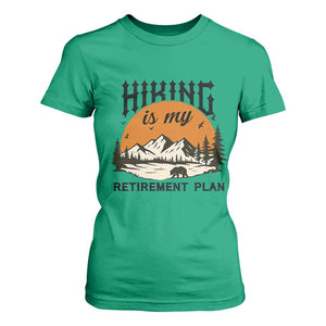Hiking Is My Retirement Plan T Shirt For Women Outdoor Vintage Mountain Scene TS12 Irish Green Print Your Wear