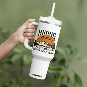 Hiking Is My Retirement Plan Tumbler With Handle Outdoor Vintage Mountain Scene TS12 Print Your Wear