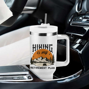 Hiking Is My Retirement Plan Tumbler With Handle Outdoor Vintage Mountain Scene TS12 Print Your Wear