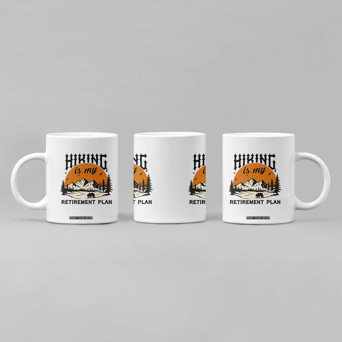 Hiking Is My Retirement Plan Coffee Mug Outdoor Vintage Mountain Scene TS12 Print Your Wear