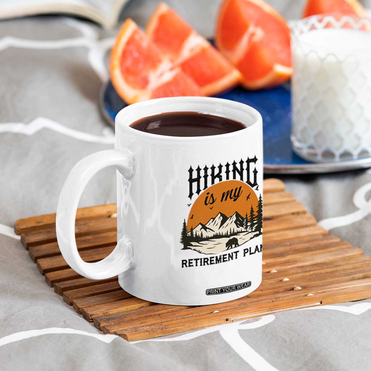 Hiking Is My Retirement Plan Coffee Mug Outdoor Vintage Mountain Scene TS12 Print Your Wear