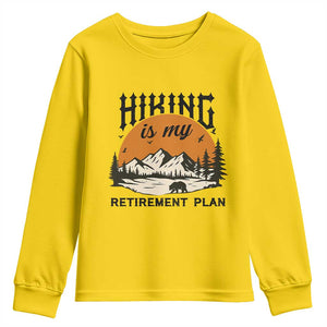 Hiking Is My Retirement Plan Youth Sweatshirt Outdoor Vintage Mountain Scene TS12 Daisy Print Your Wear