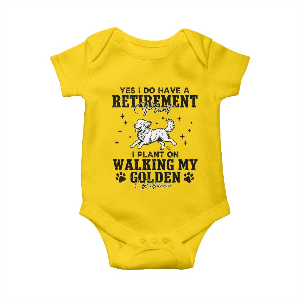Funny I Plan On Walking My Golden Retriever Baby Onesie Retirement Gift For Dog Lover TS12 Daisy Print Your Wear