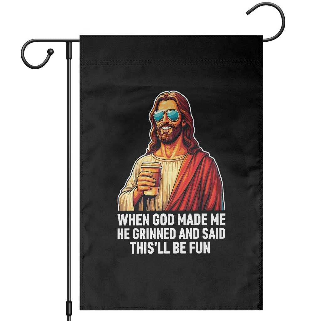 Funny Religious Jesus Garden Flag Wait Im Goated TS12 Black Print Your Wear