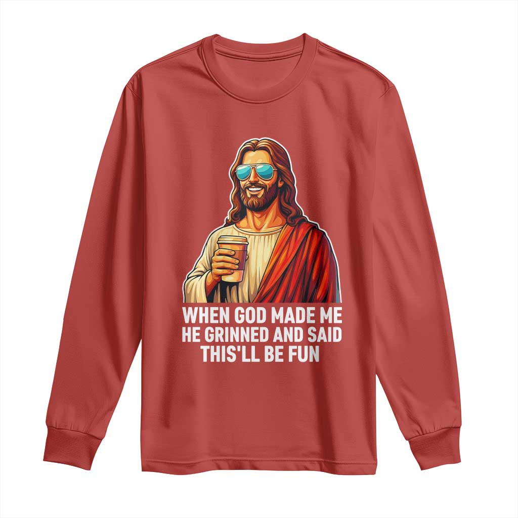 Funny Religious Jesus Long Sleeve Shirt Wait Im Goated TS12 Red Print Your Wear