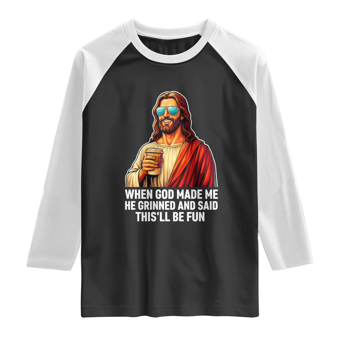 Funny Religious Jesus Raglan Shirt Wait Im Goated TS12 Black White Print Your Wear