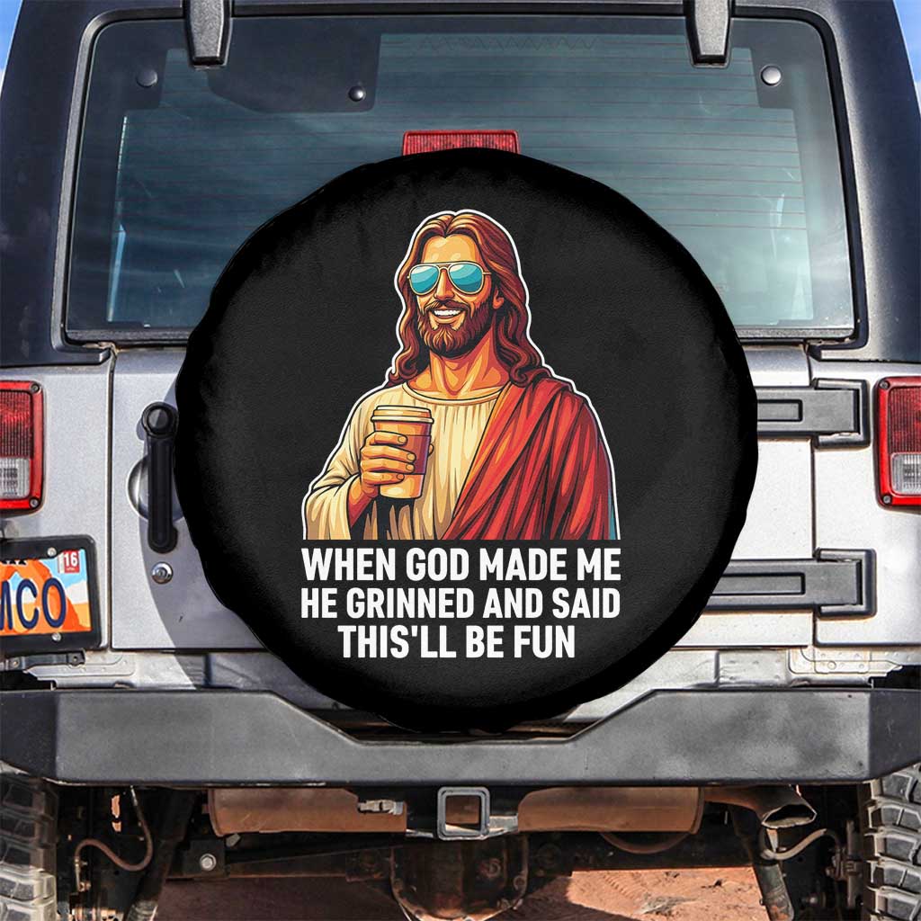 Funny Religious Jesus Spare Tire Cover Wait Im Goated TS12 No hole Black Print Your Wear