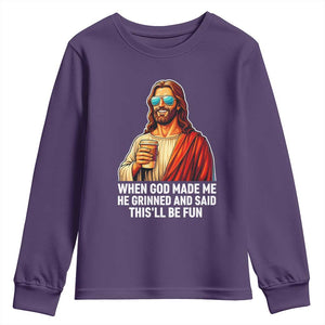 Funny Religious Jesus Youth Sweatshirt Wait Im Goated TS12 Purple Print Your Wear
