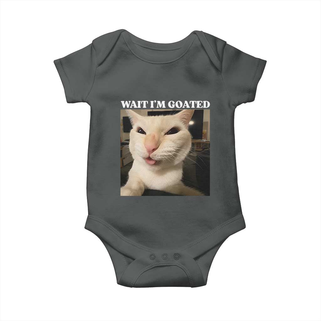 Funny Cat Meme Lover Baby Onesie Wait Im Goated TS12 Dark Heather Print Your Wear