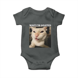 Funny Cat Meme Lover Baby Onesie Wait Im Goated TS12 Dark Heather Print Your Wear