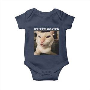 Funny Cat Meme Lover Baby Onesie Wait Im Goated TS12 Navy Print Your Wear