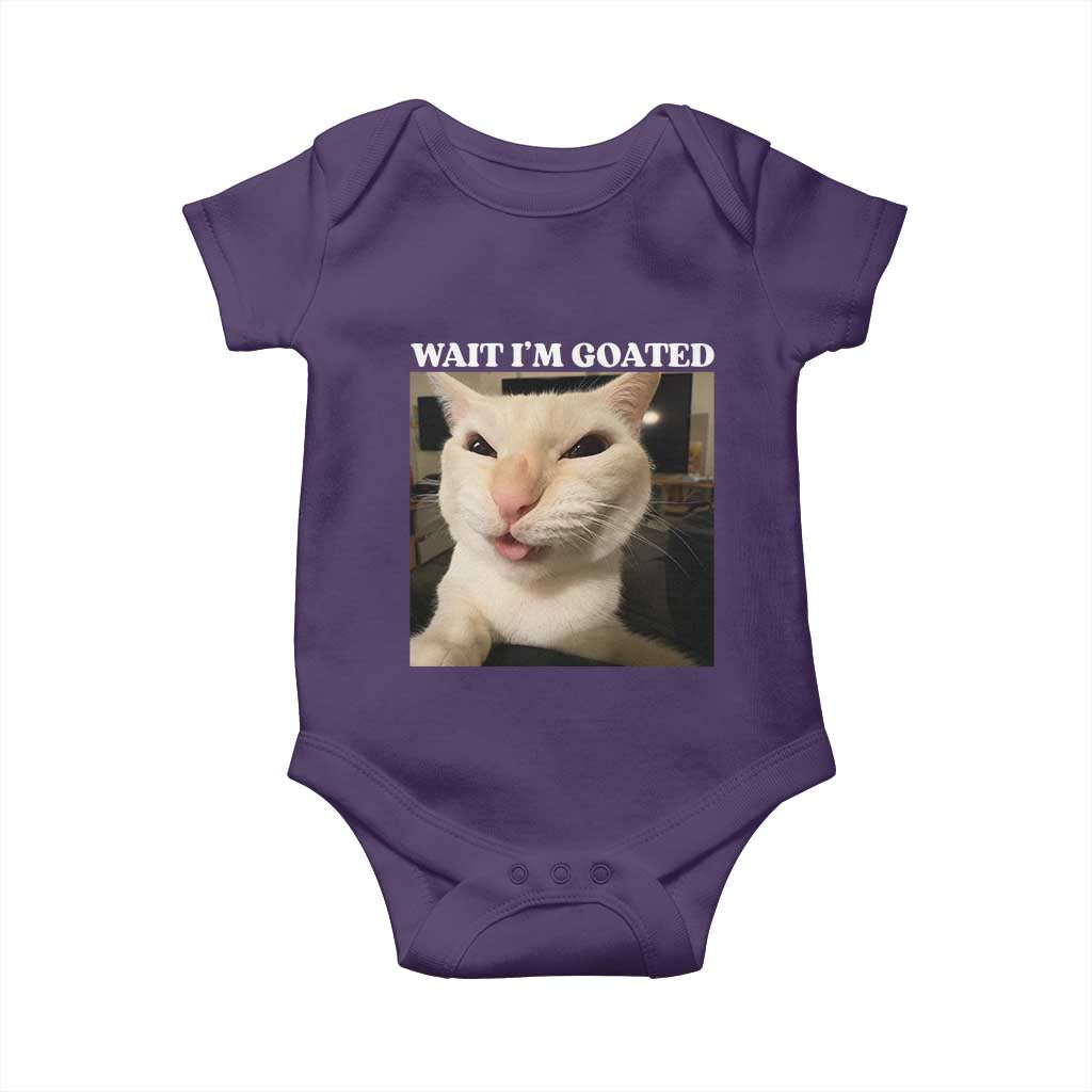 Funny Cat Meme Lover Baby Onesie Wait Im Goated TS12 Purple Print Your Wear