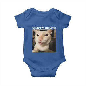 Funny Cat Meme Lover Baby Onesie Wait Im Goated TS12 Royal Blue Print Your Wear