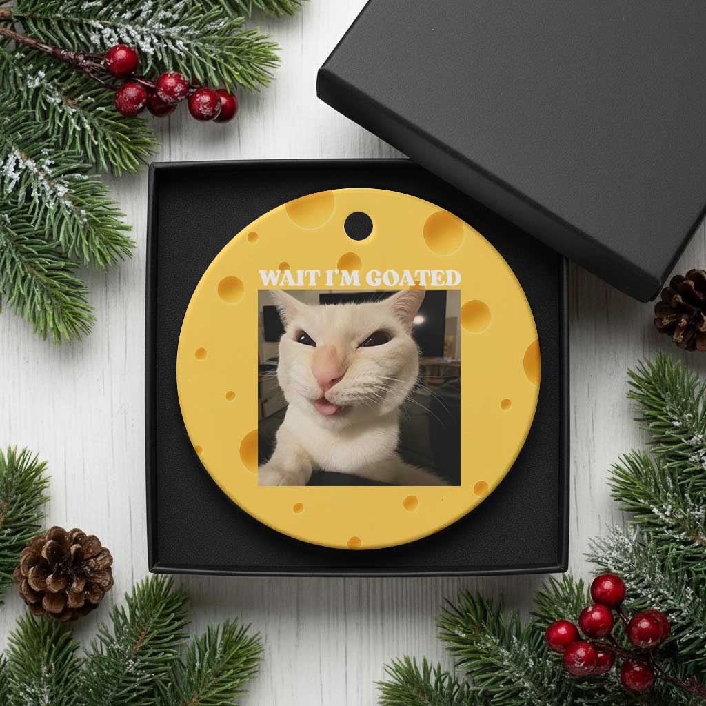 Funny Cat Meme Lover Ceramic Ornament TS12 1pc Yellow Cheese Print Your Wear