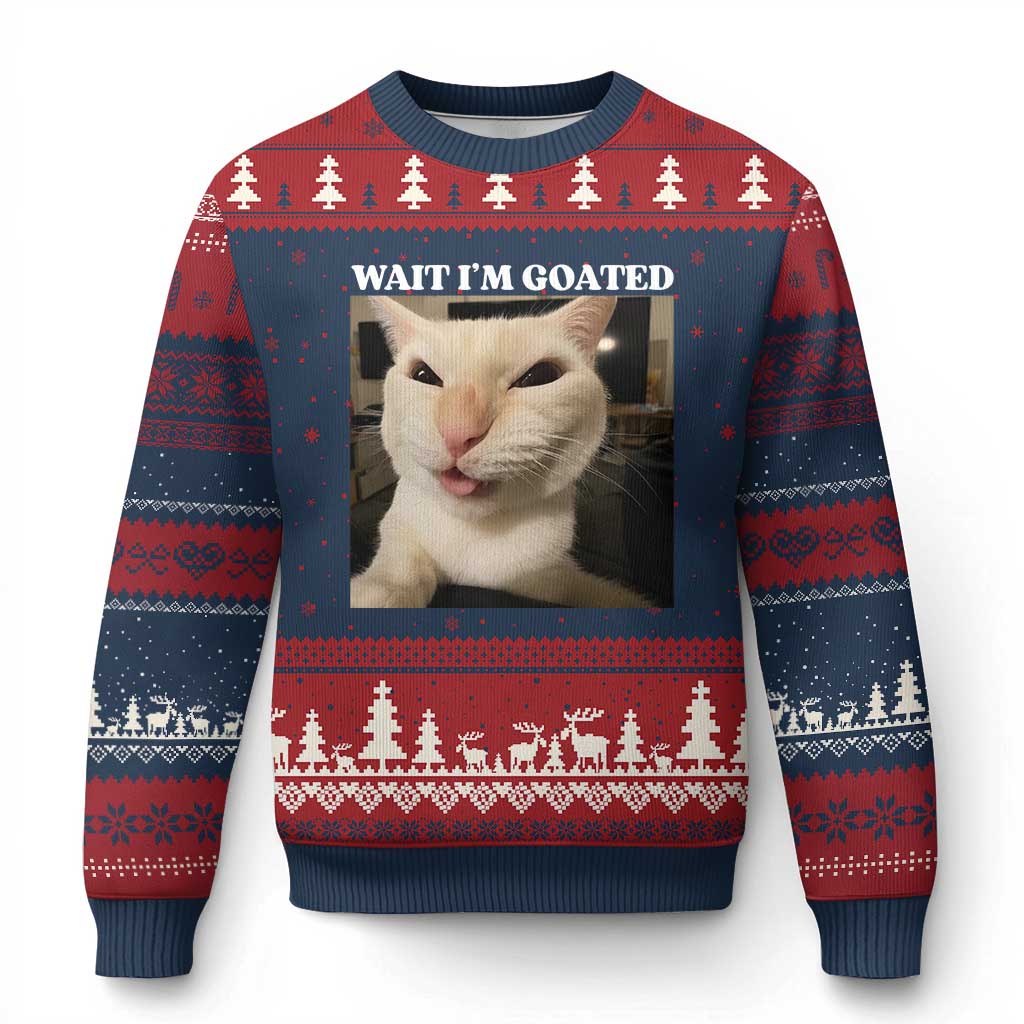 Funny Cat Meme Lover Ugly Christmas Sweater TS12 Navy Red Print Your Wear