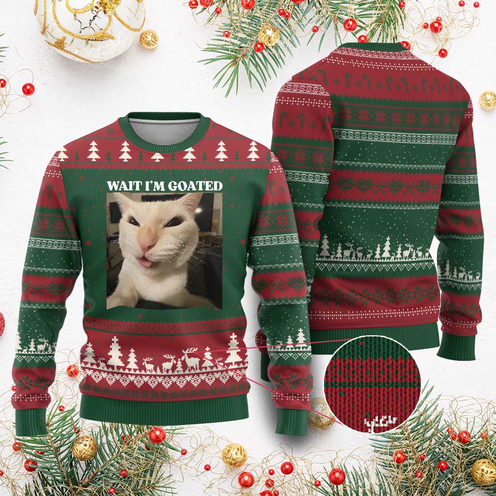 Funny Cat Meme Lover Ugly Christmas Sweater TS12 Red Green Print Your Wear