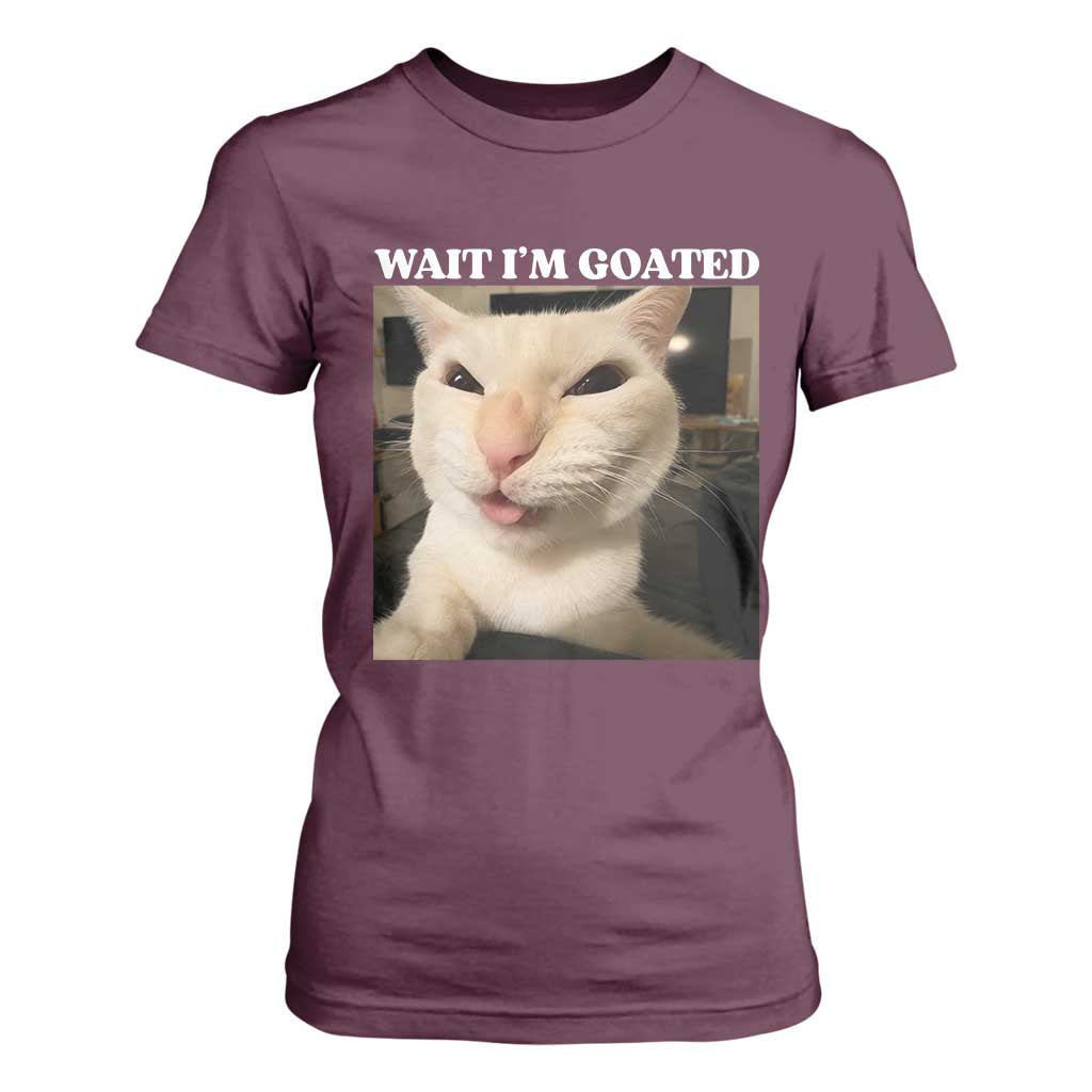 Funny Cat Meme Lover T Shirt For Women TS12 Maroon Print Your Wear