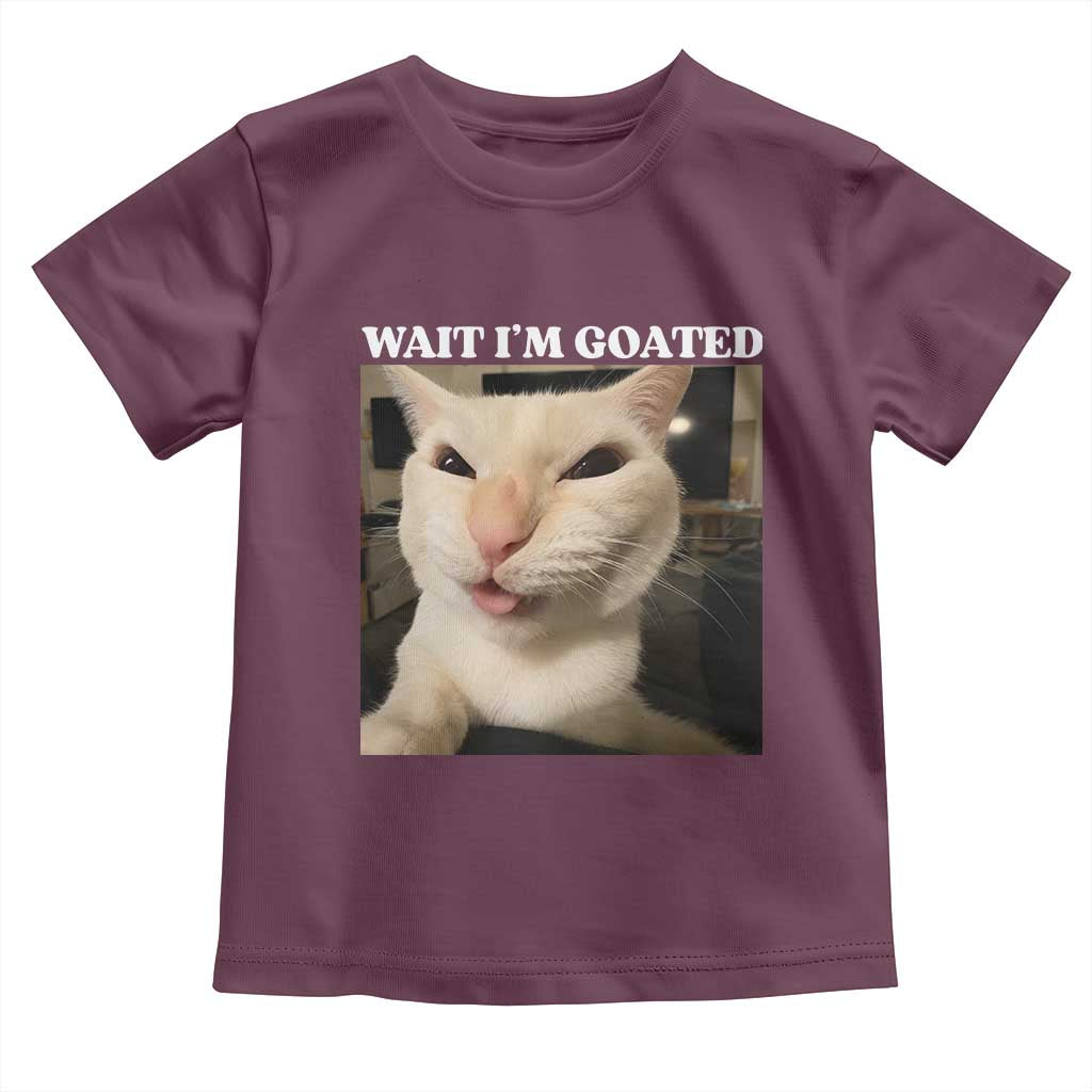 Funny Cat Meme Lover Toddler T Shirt Wait Im Goated TS12 Maroon Print Your Wear