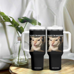 Funny Cat Meme Lover Tumbler With Handle Wait Im Goated TS12 Print Your Wear