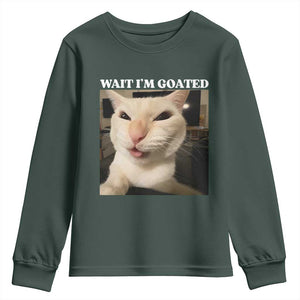 Funny Cat Meme Lover Youth Sweatshirt TS12 Dark Forest Green Print Your Wear