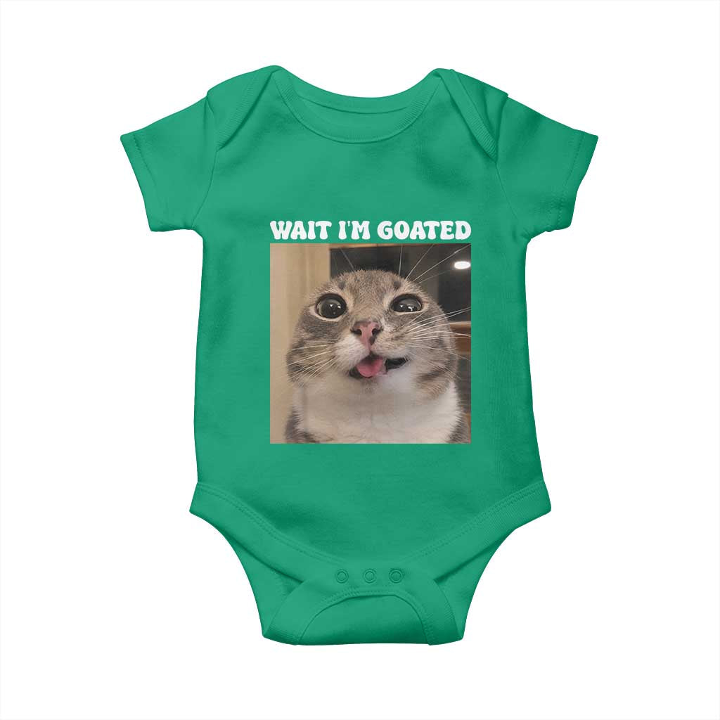 Funny Silly Cat Meme Baby Onesie Wait Im Goated TS12 Irish Green Print Your Wear