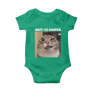 Funny Silly Cat Meme Baby Onesie Wait Im Goated TS12 Irish Green Print Your Wear
