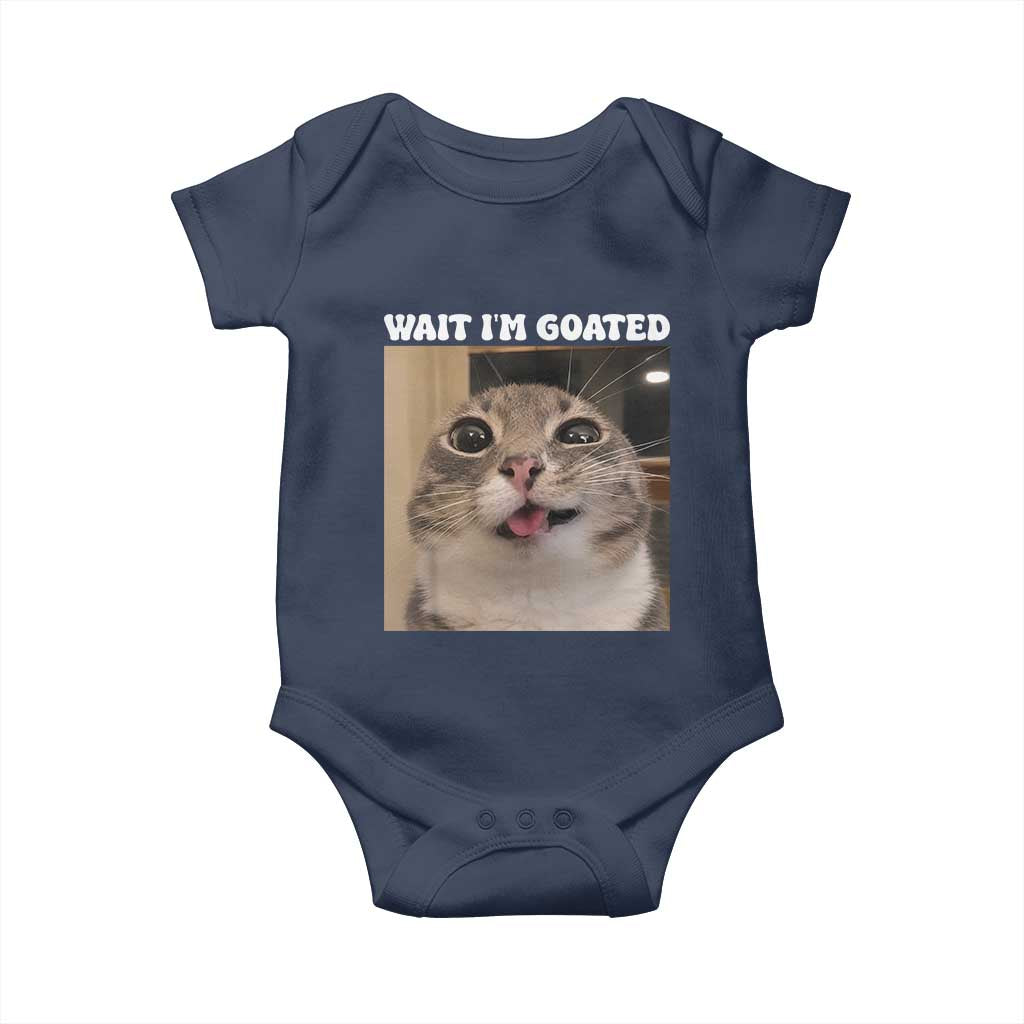 Funny Silly Cat Meme Baby Onesie Wait Im Goated TS12 Navy Print Your Wear