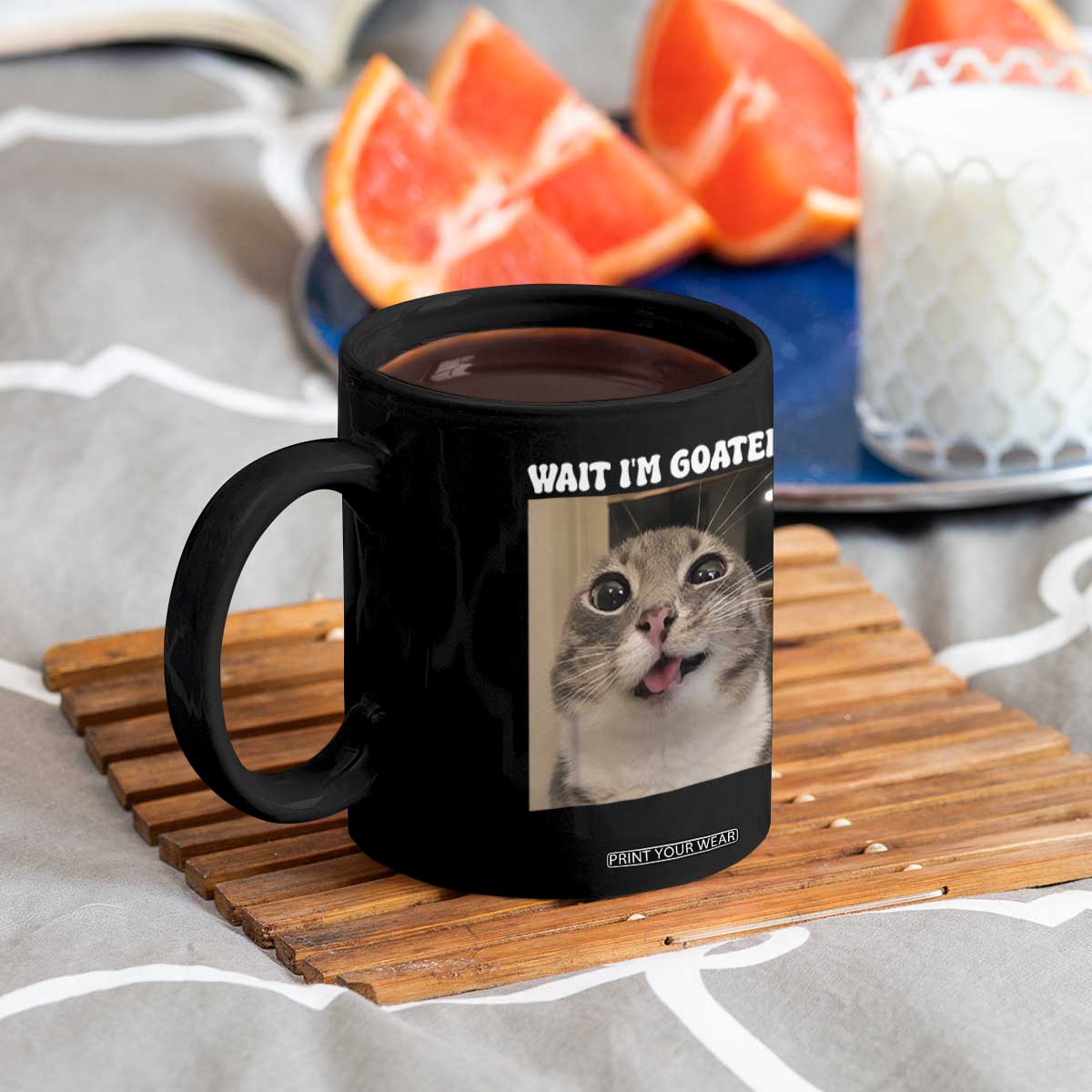 Funny Silly Cat Meme Coffee Mug Wait Im Goated TS12 Print Your Wear