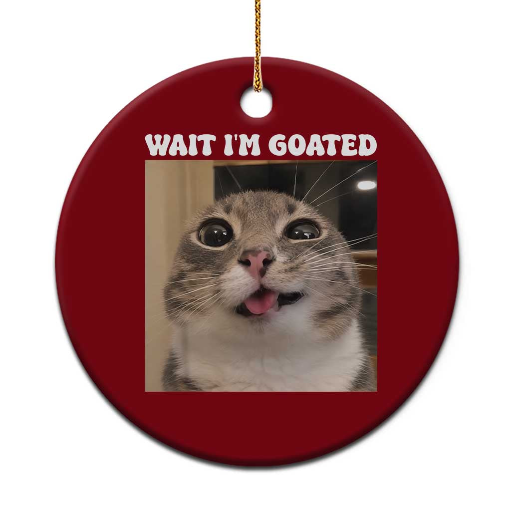 Funny Silly Cat Meme Ceramic Ornament Wait Im Goated TS12 1pc Red Print Your Wear