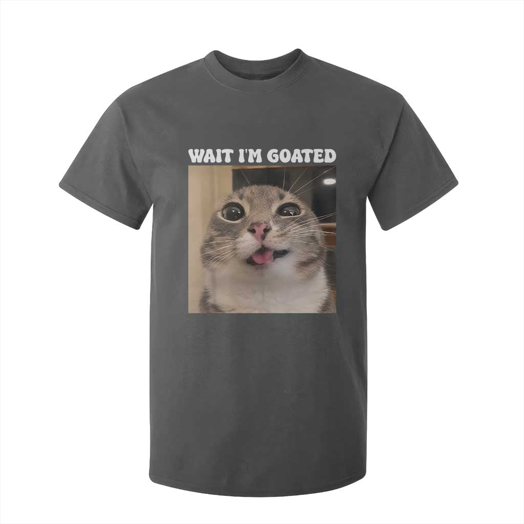 Funny Silly Cat Meme T Shirt For Kid Wait Im Goated TS12 Dark Heather Print Your Wear