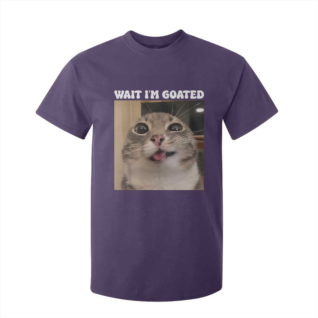 Funny Silly Cat Meme T Shirt For Kid Wait Im Goated TS12 Purple Print Your Wear