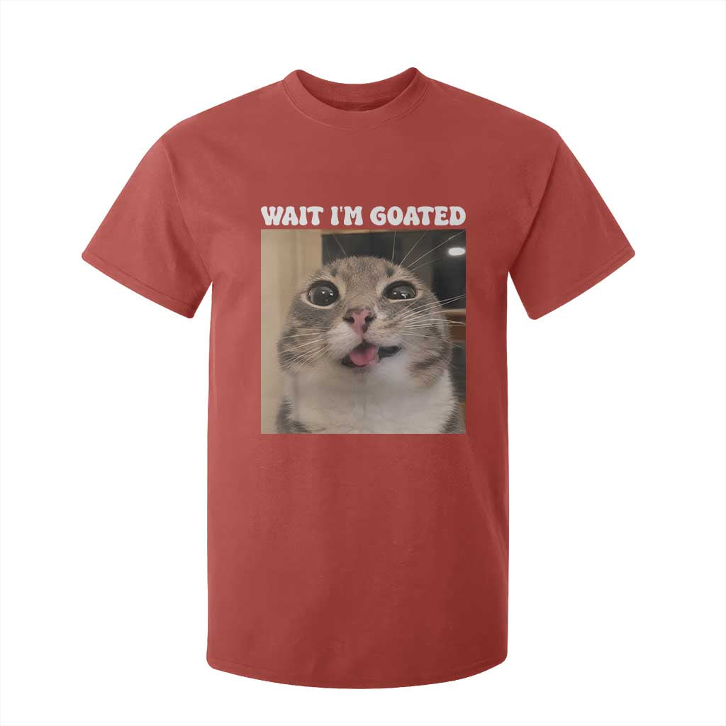 Funny Silly Cat Meme T Shirt For Kid Wait Im Goated TS12 Red Print Your Wear