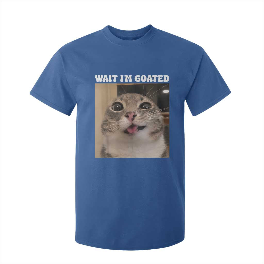 Funny Silly Cat Meme T Shirt For Kid Wait Im Goated TS12 Royal Blue Print Your Wear