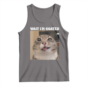 Funny Silly Cat Meme Tank Top Wait Im Goated TS12 Deep Heather Print Your Wear