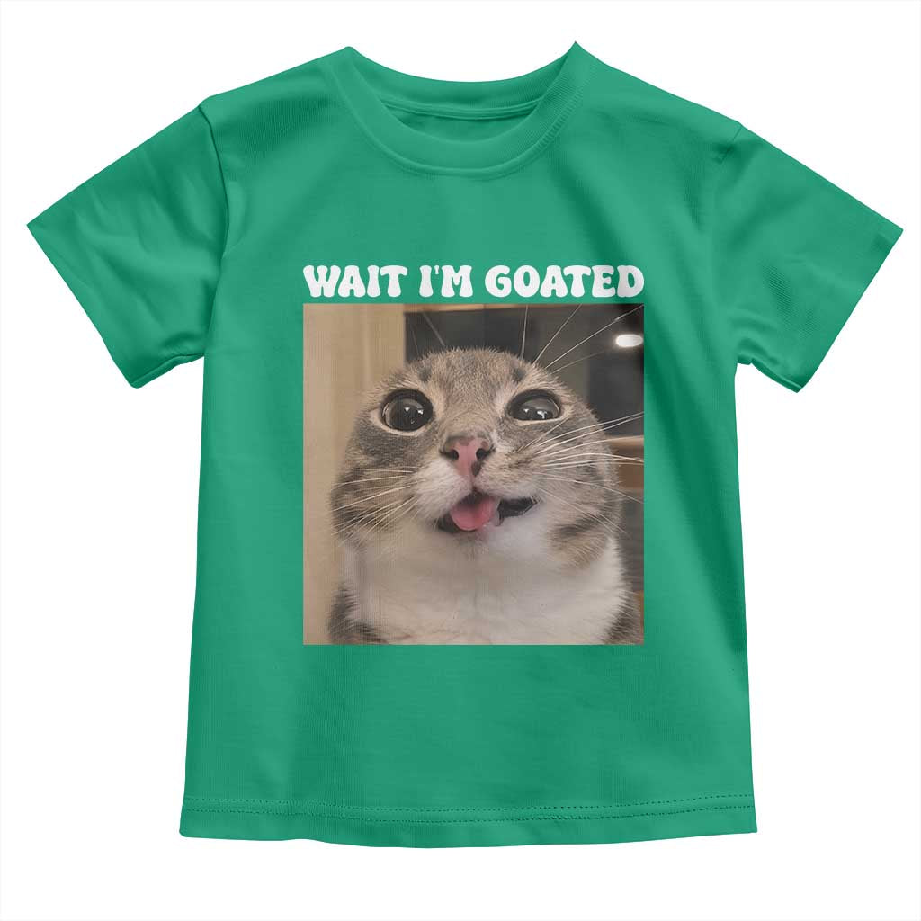 Funny Silly Cat Meme Toddler T Shirt Wait Im Goated TS12 Irish Green Print Your Wear