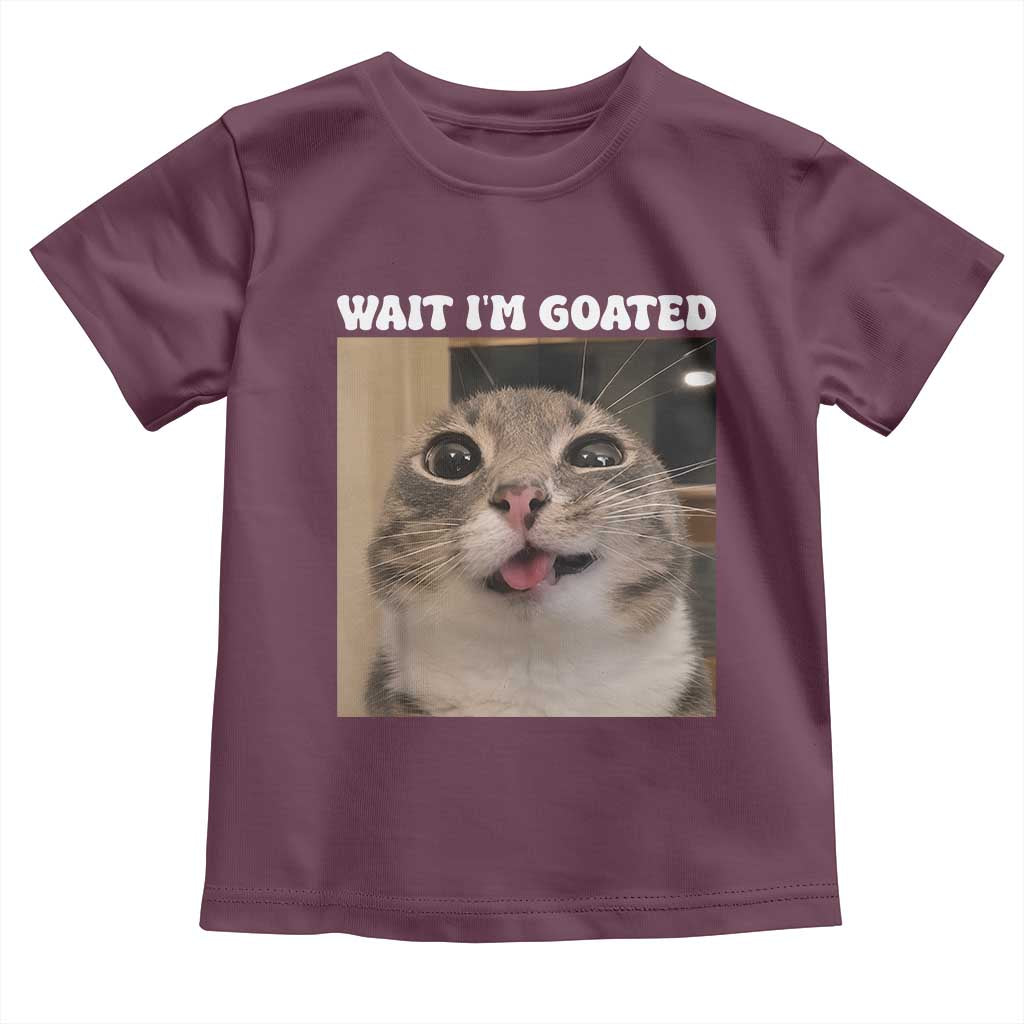 Funny Silly Cat Meme Toddler T Shirt Wait Im Goated TS12 Maroon Print Your Wear