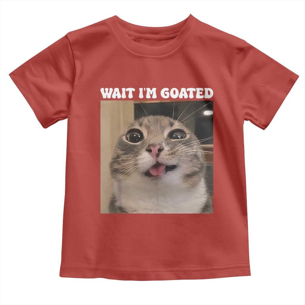 Funny Silly Cat Meme Toddler T Shirt Wait Im Goated TS12 Red Print Your Wear