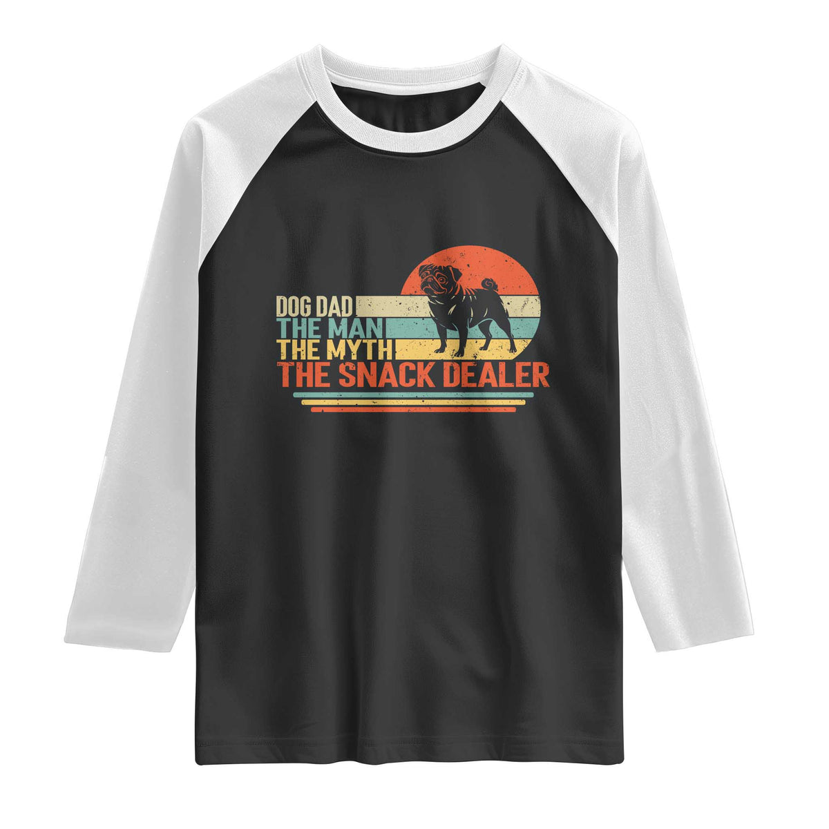 Vintage Dog Dad Raglan Shirt The Man The Myth The Snack Dealer TS12 Black White Print Your Wear