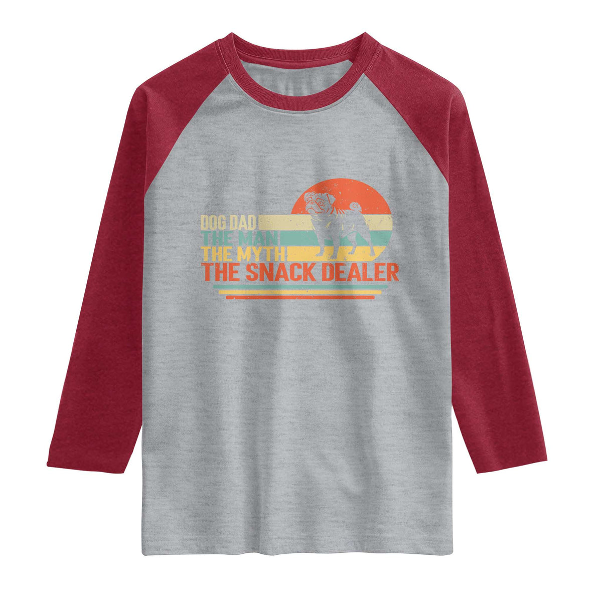 Vintage Dog Dad Raglan Shirt The Man The Myth The Snack Dealer TS12 Heather Gray Heather Red Print Your Wear