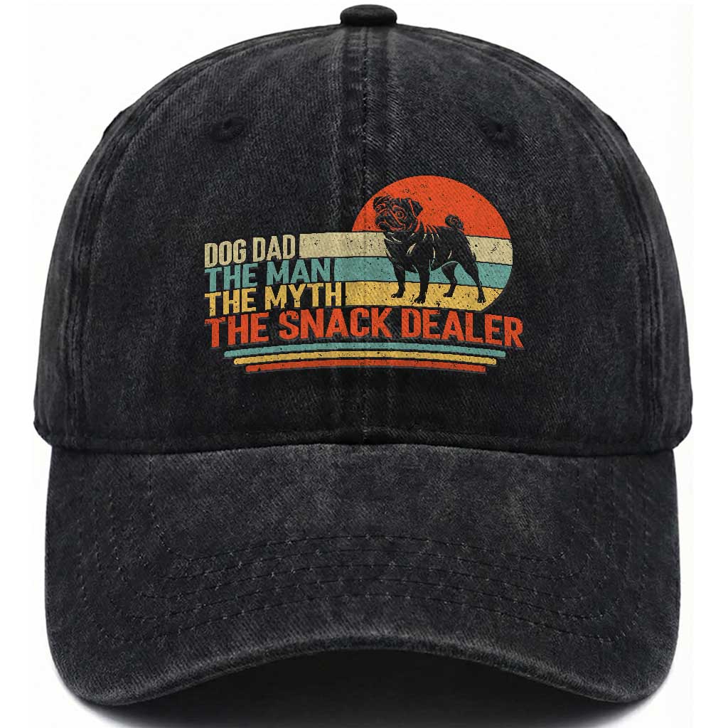 Vintage Dog Dad Washed Cotton Baseball Cap The Man The Myth The Snack Dealer TS12 Print Your Wear