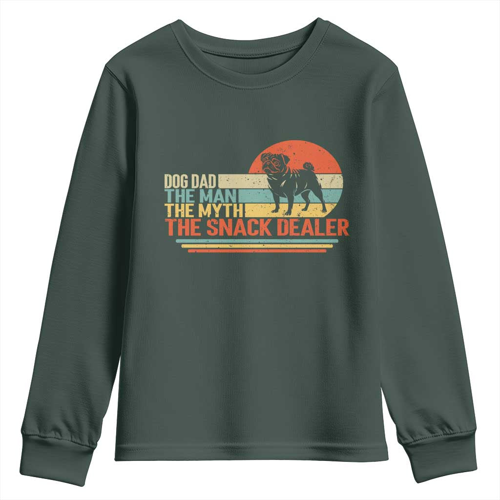 Vintage Dog Dad Youth Sweatshirt The Man The Myth The Snack Dealer TS12 Dark Forest Green Print Your Wear