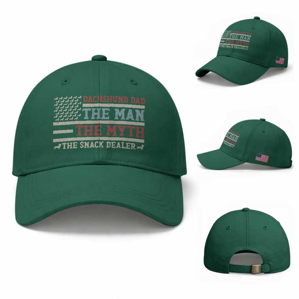 American Flag Dachshund Dad Baseball Cap The Man The Myth The Snack Dealer TS12 Baseball Cap Universal Fit Irish Green Print Your Wear
