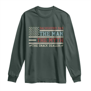 American Flag Dachshund Dad Long Sleeve Shirt The Man The Myth The Snack Dealer TS12 Dark Forest Green Print Your Wear