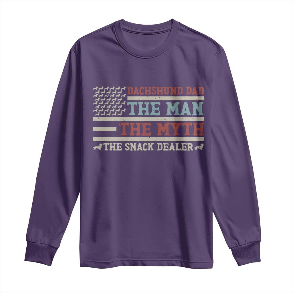 American Flag Dachshund Dad Long Sleeve Shirt The Man The Myth The Snack Dealer TS12 Purple Print Your Wear